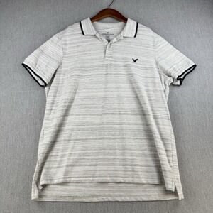 American Eagle Polo Shirt Men XL‎ Gray Space Dye Stretch Casual Classic Fit